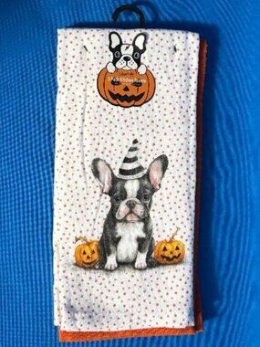 NWT & HTF ~ 3 PACK ADORABLE FRENCH BULLDOG FRENCHIE TOWELS FALL / HALLOWEEN